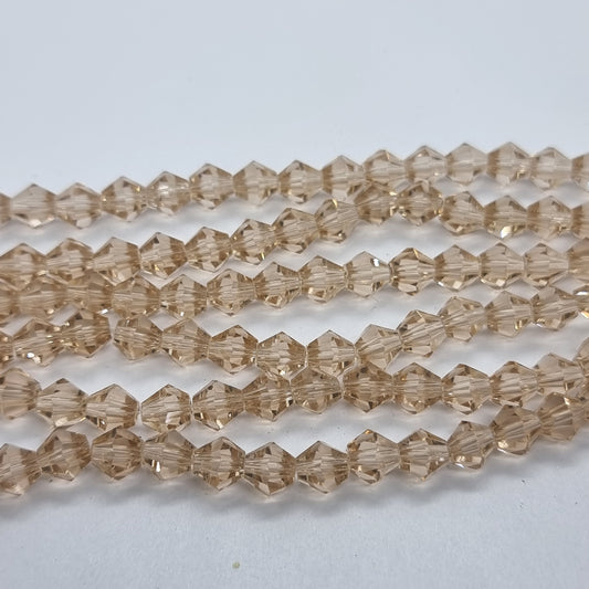 6mm Pale Peach Glass Bicones