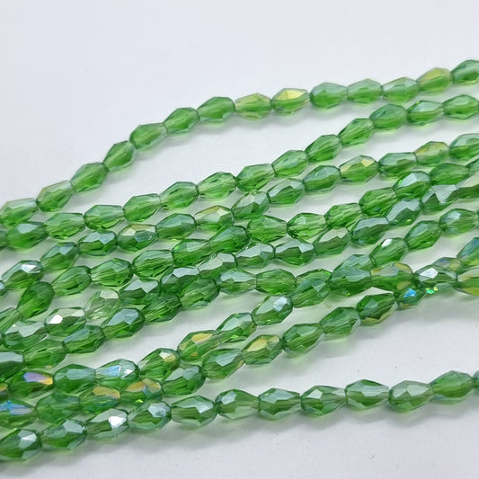 Tiny Green Crystal Glass Drop Beads Approx 65pc