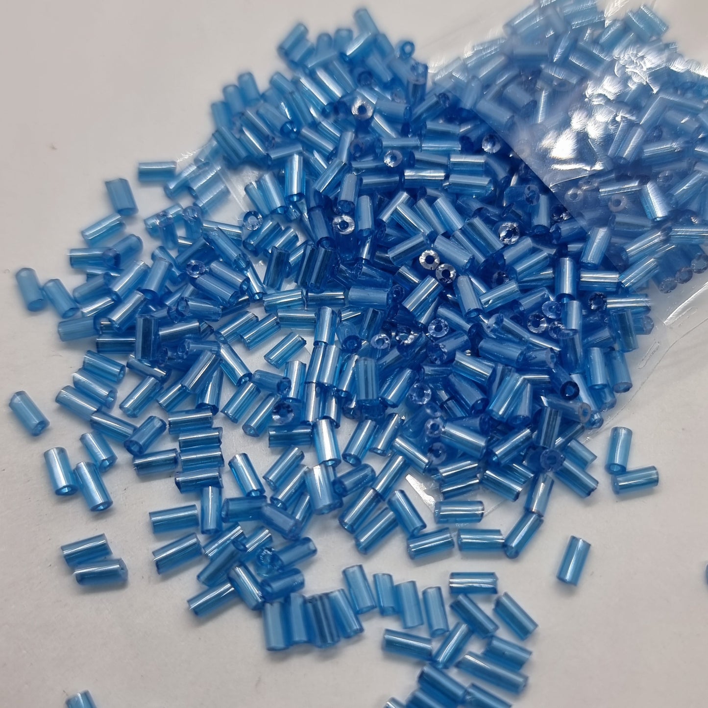 15g Blue Bugle Glass Beads
