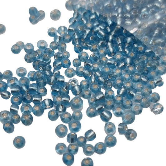 15g 3mm Blue Silver Lined Seed Beads