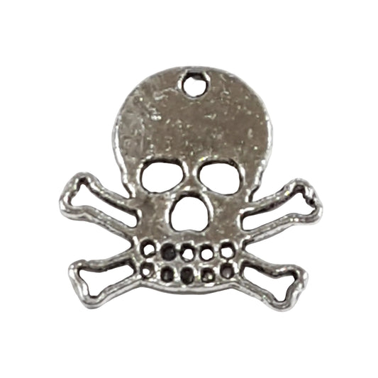 10pc Silver Skull & Cross Bones Charms