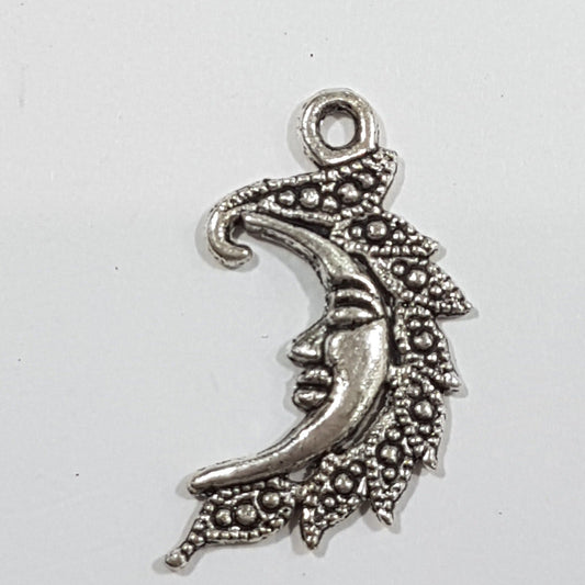 10pc Silver Half Moon Pendants