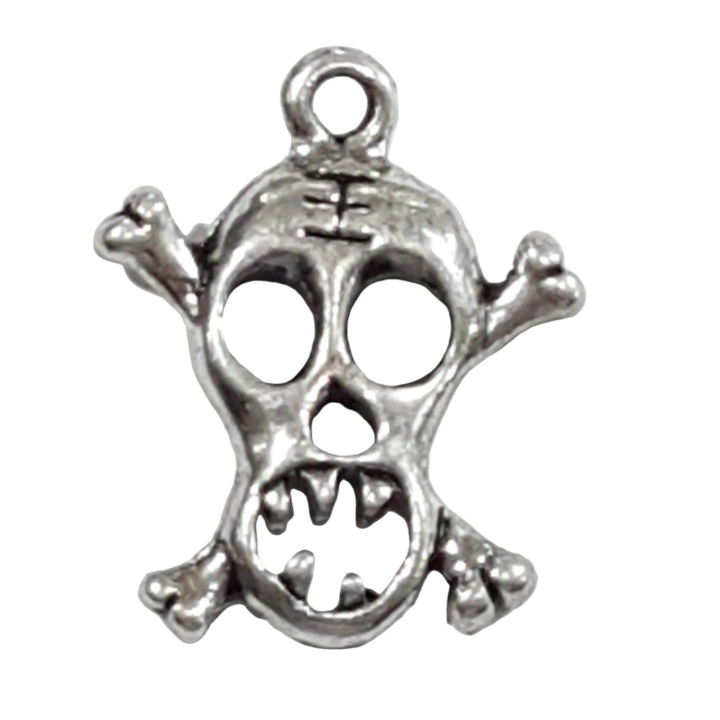 10pc Solid Silver Skull & Cross Bones Charms