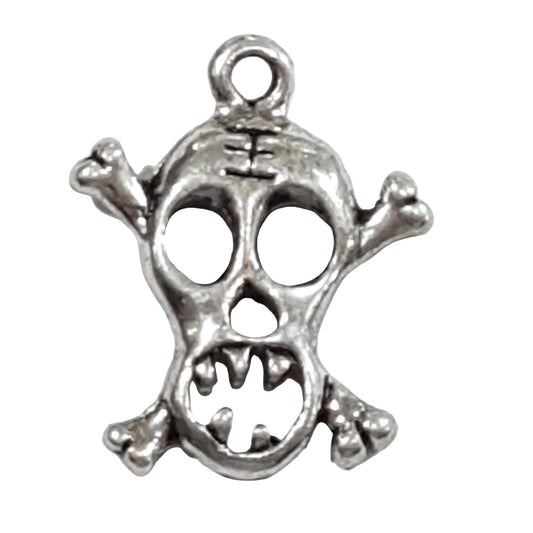 10pc Solid Silver Skull & Cross Bones Charms