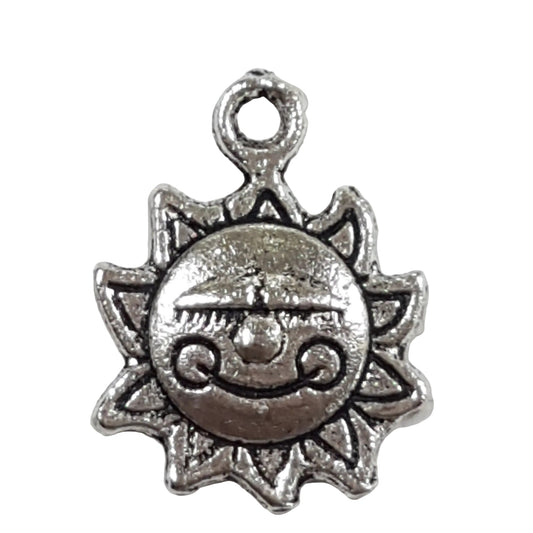 10pc Silver Sun Charms 'Made With A smile'