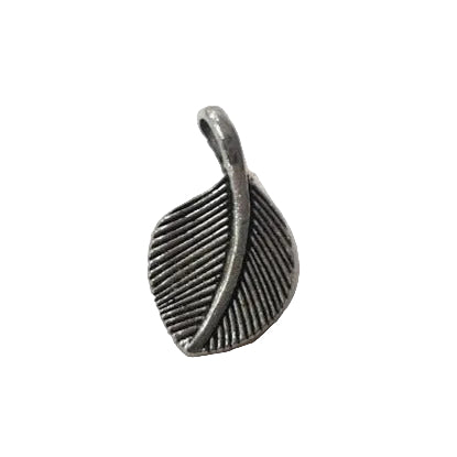 10pc Dark Silver Leaf Charms