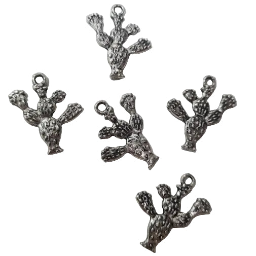 10pc Silver Cactus Charm