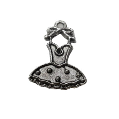 10pc Silver Polka Dot 50's Dress Charms
