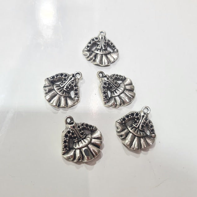 10pc Dark Silver Dancer Costume Charms