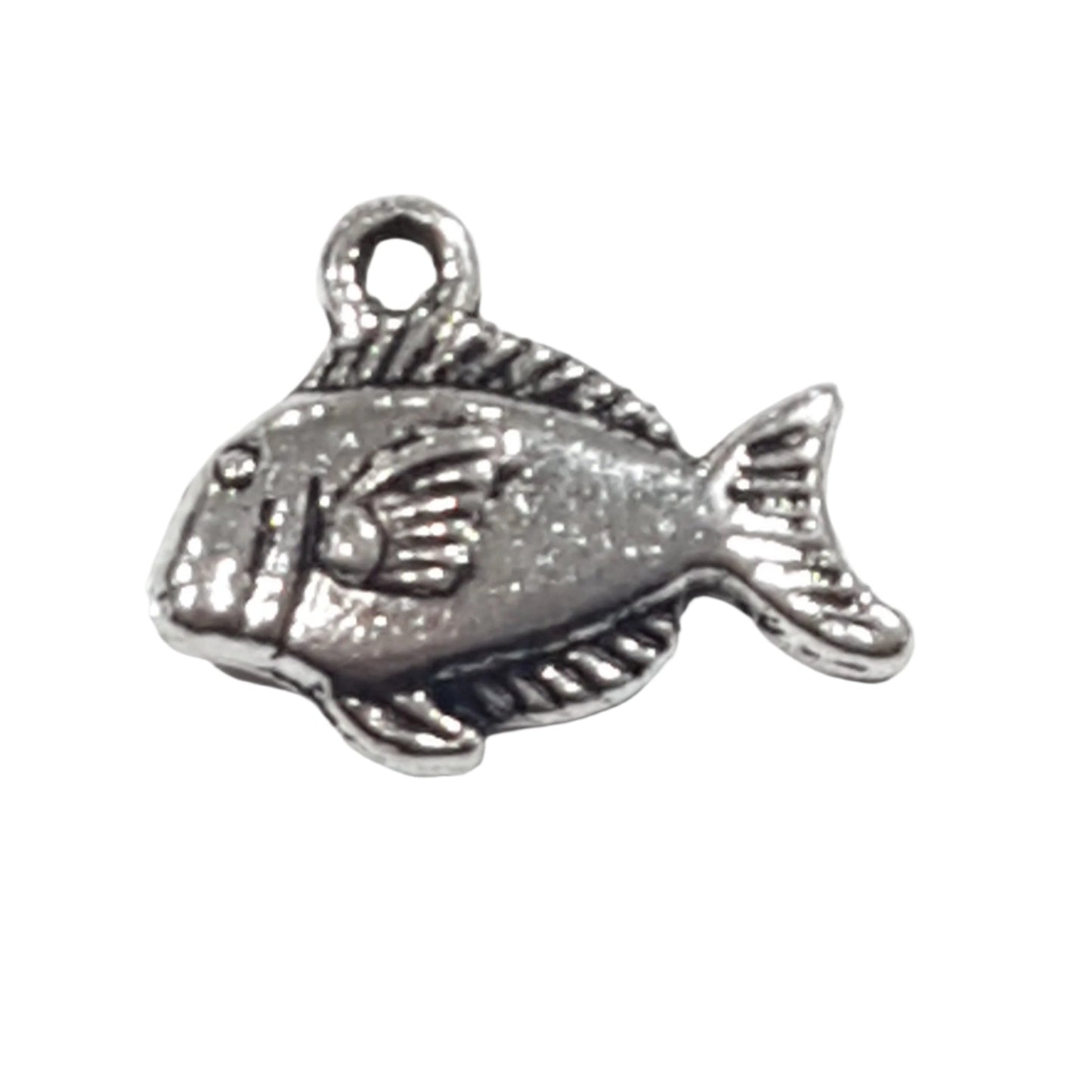 10pc Small Solid Silver Fish Charms