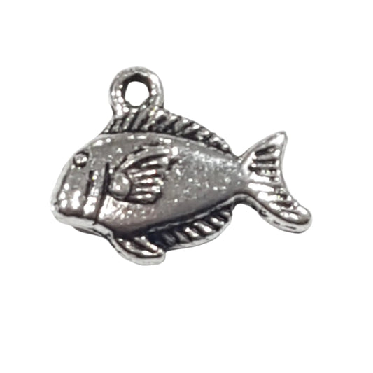 10pc Small Solid Silver Fish Charms