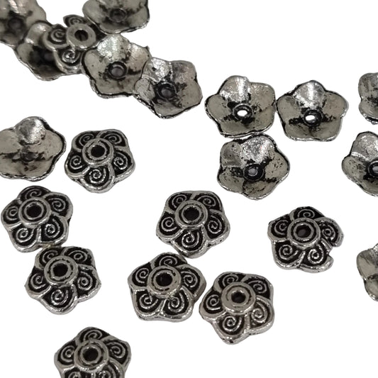 40pc Silver Spiral Bead Caps