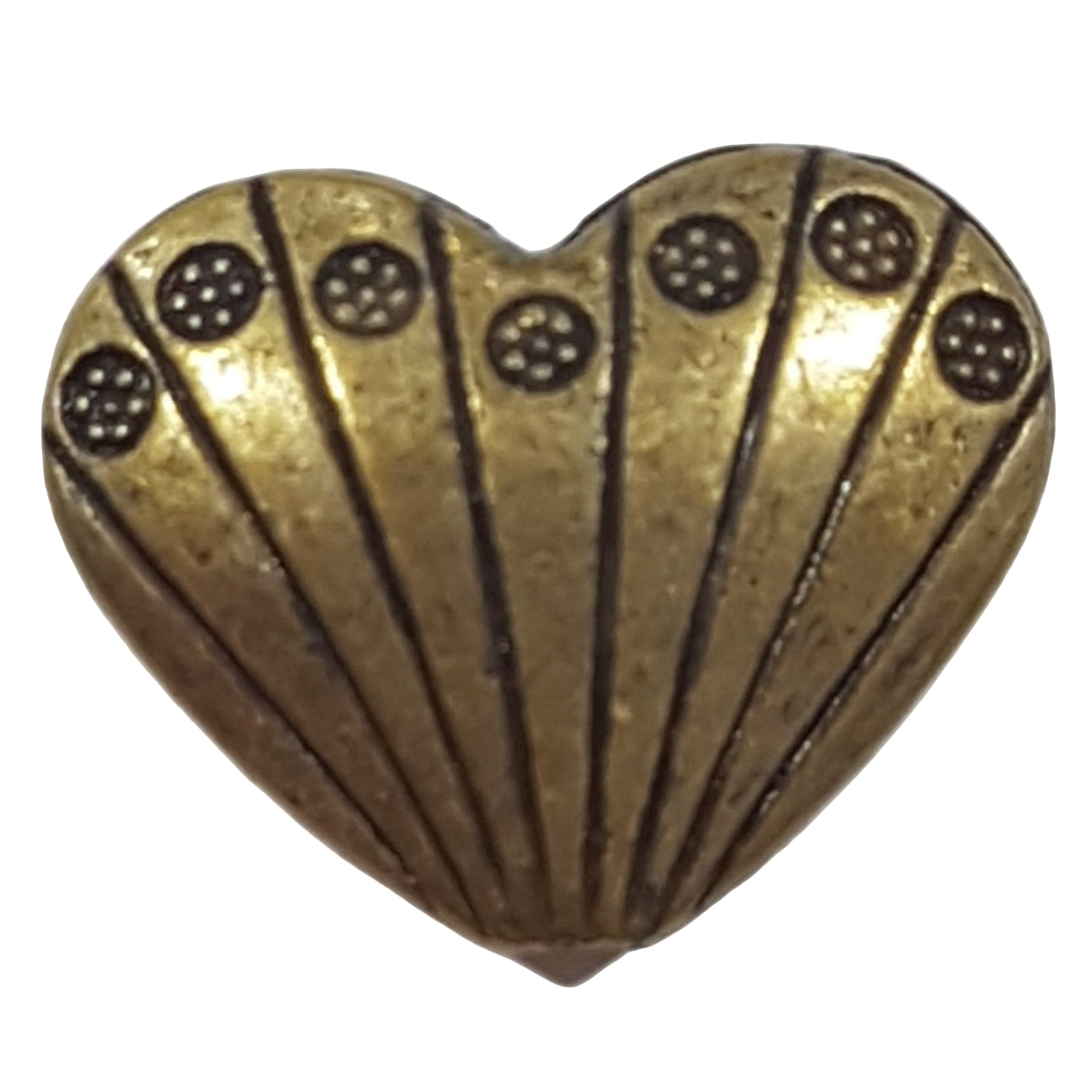 10pc Bronze Heart Shaped Drop Charms With Stripes & Flowers