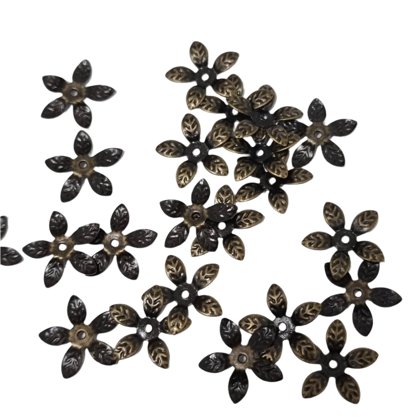 50pc Bronze 5 Petal Bead Caps