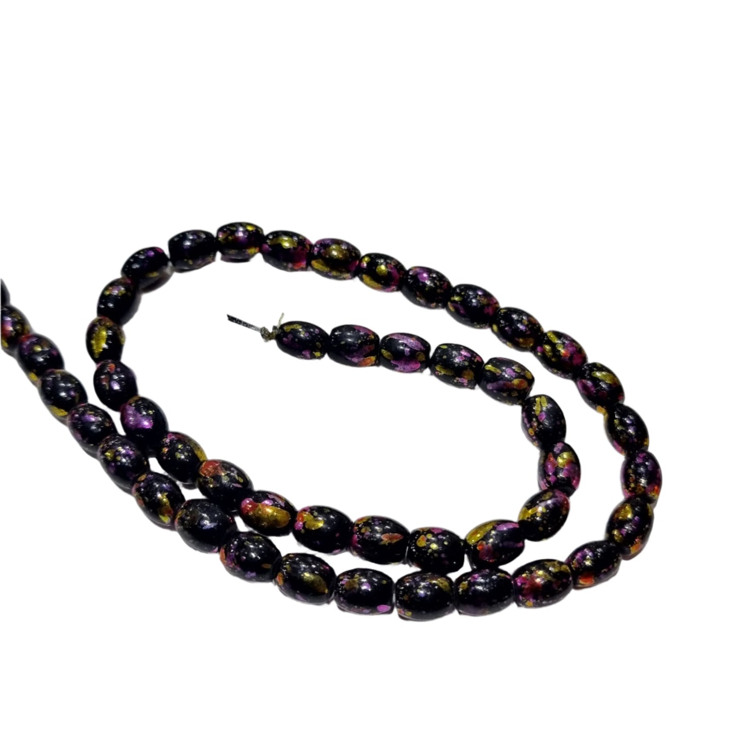 Black Rainbow Painted Glass Beads