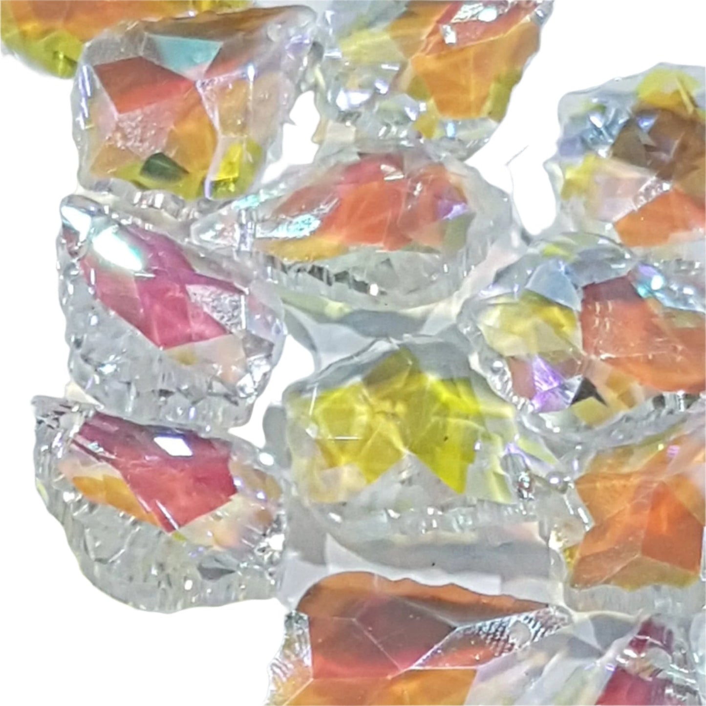Rainbow Faceted Tear Drop Glass Pendant