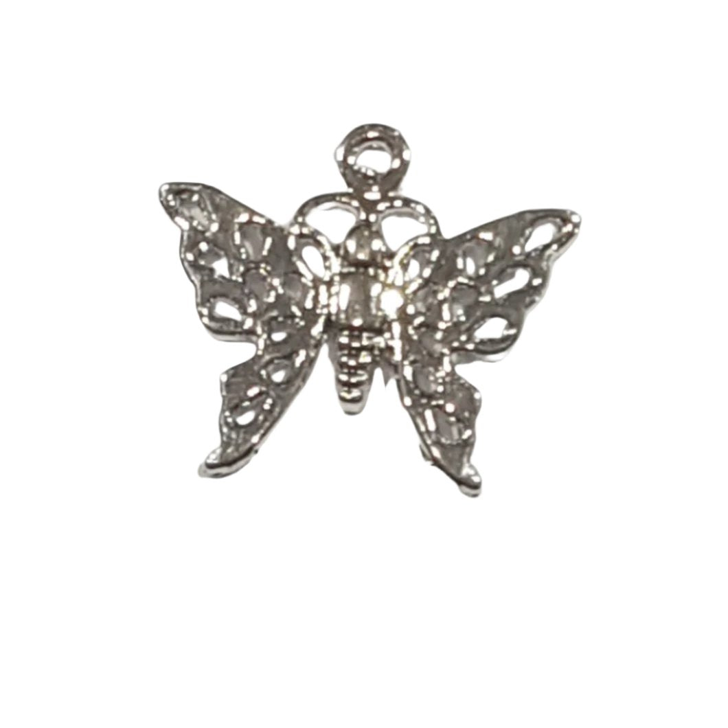 10pc Silver Butterfly Charms