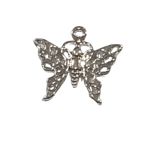 10pc Silver Butterfly Charms