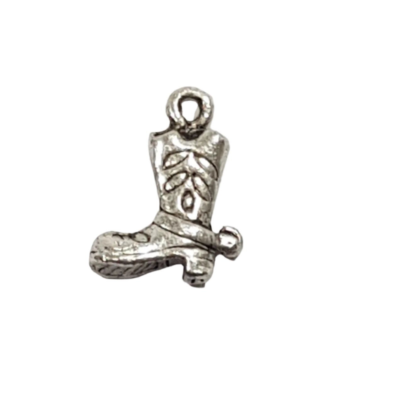 10pc Silver Small Cowboy Boot Charms