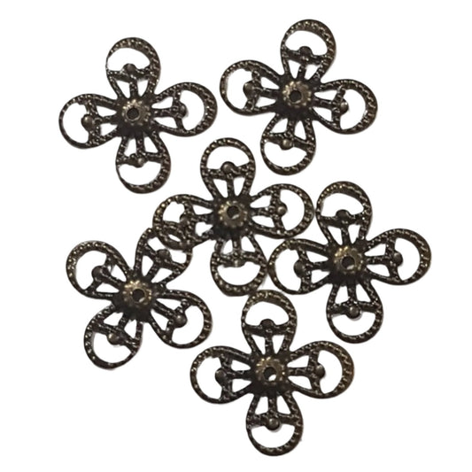 50pc Bronze 4 Petal Bead Caps
