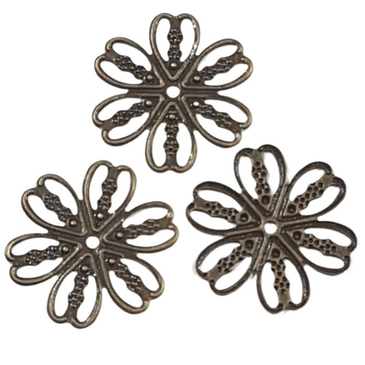 50pc Bronze 6 Petal Bead Caps