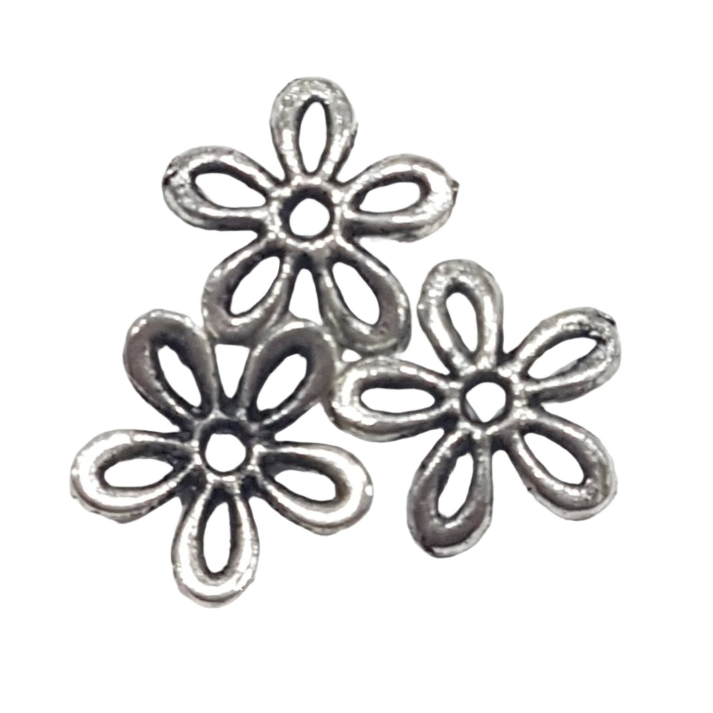50pc Antique Silver 5 Petal Bead Caps