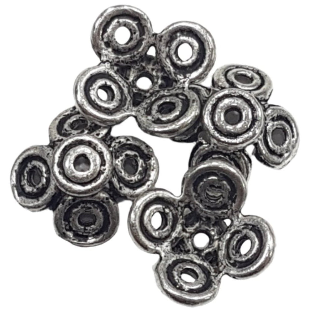 30pc Large Silver Floral Bead Caps