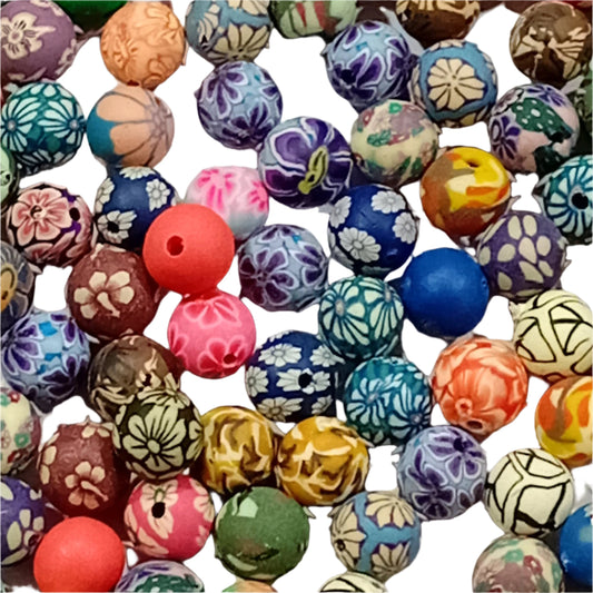 30pc Polymer Clay Multicolored Beads