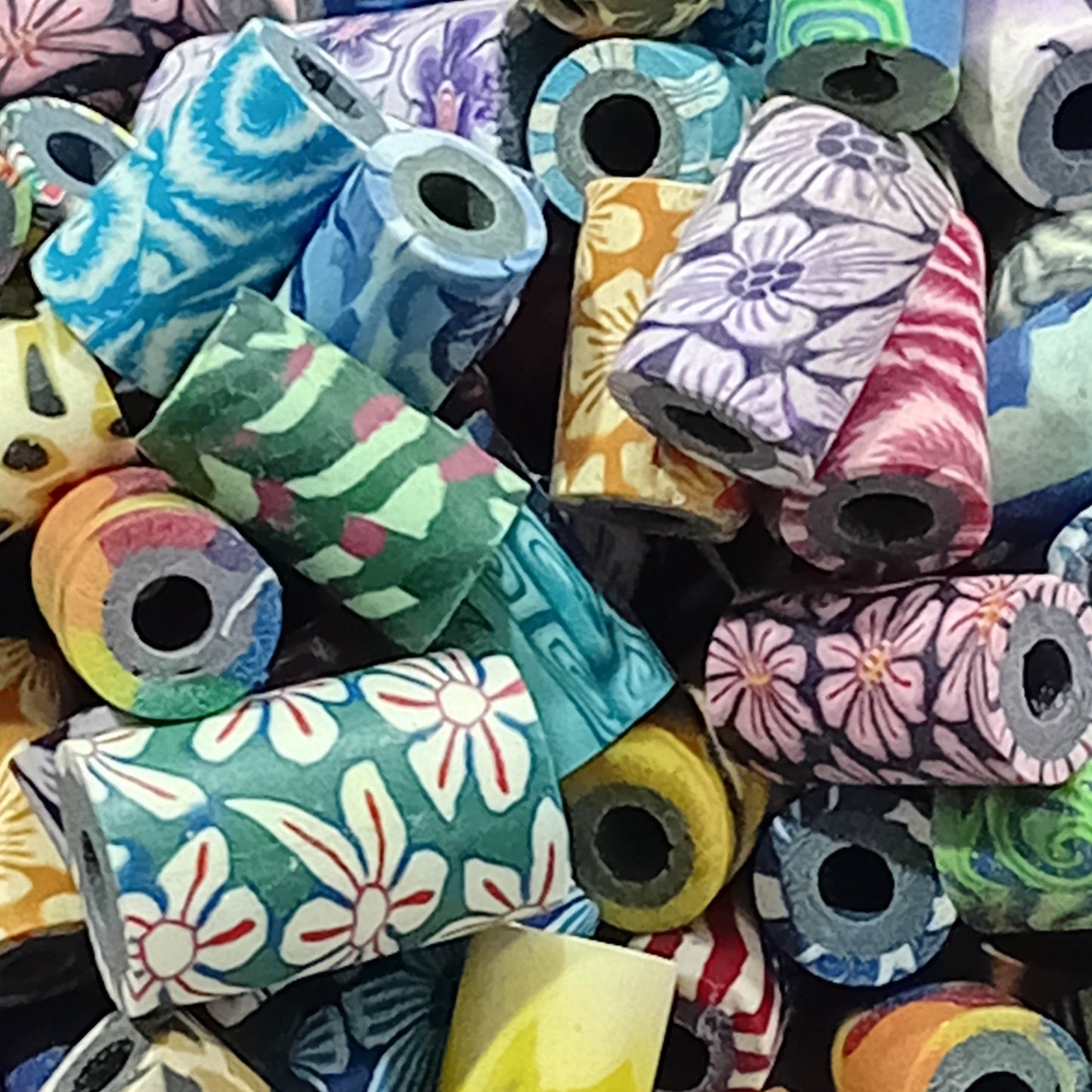 20pc Polymer Clay Multicolored Column Beads