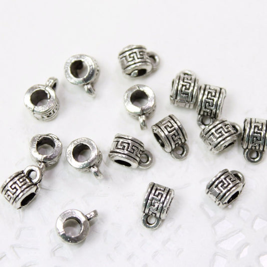 20pc Silver Barrel Dangle Beads