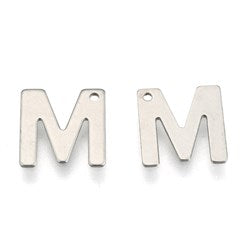 10pc Letter M Stainless Steel Charms