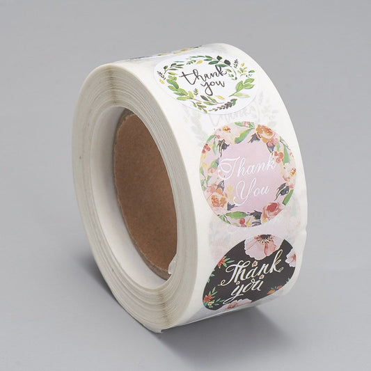 500pc Floral Thank You Stickers