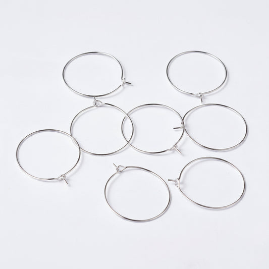 12pc Silver Wine Charm/Earring Hoop Rings