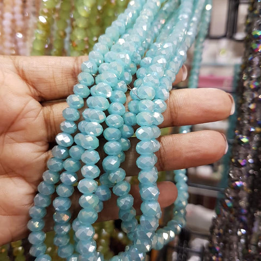 Blue Crystal Rondelles Approx 100 beads