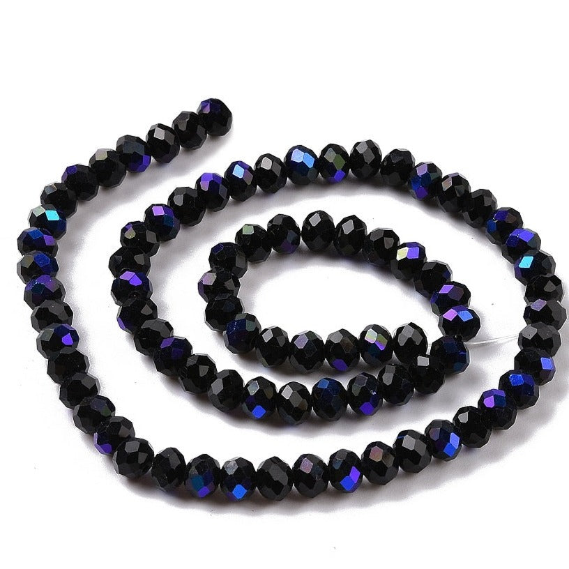 Black Electroplated Crystal Rondelle Beads Approx 123 beads