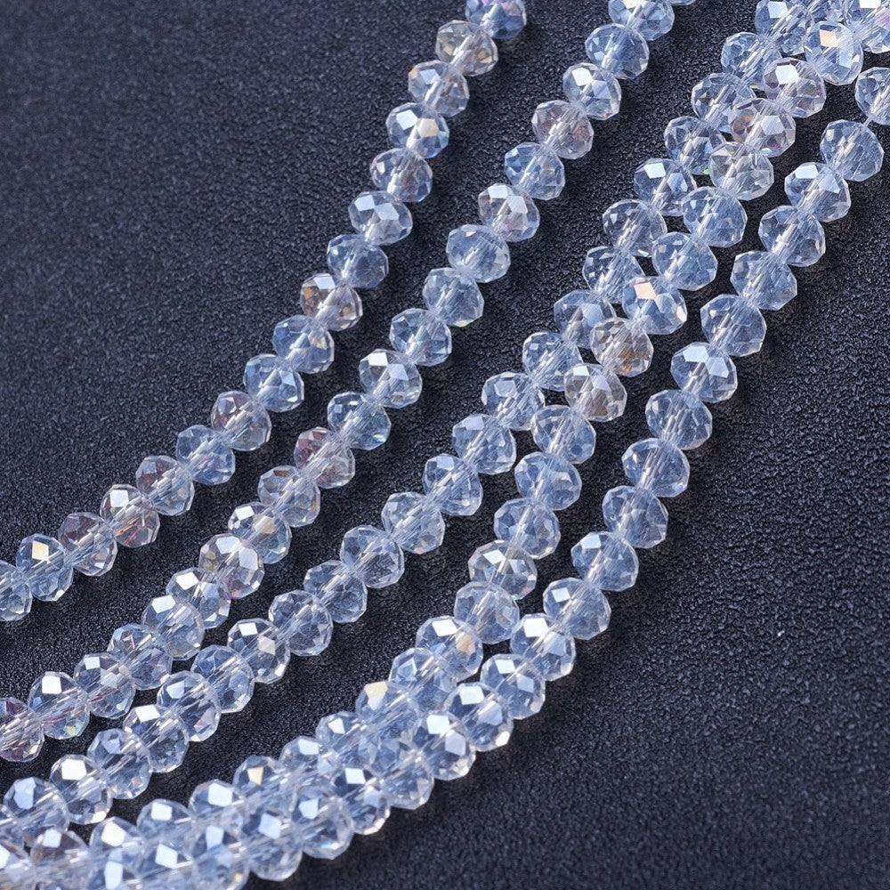 6x5mm Clear Crystal AB Rondelle Beads Approx 89 beads
