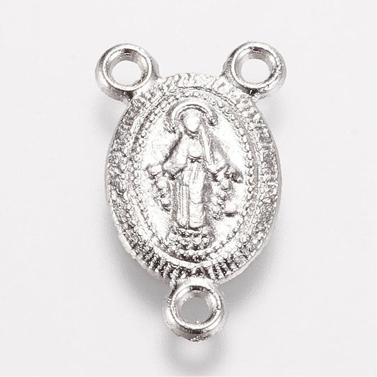 10pc Silver Rosary Charm Connectors