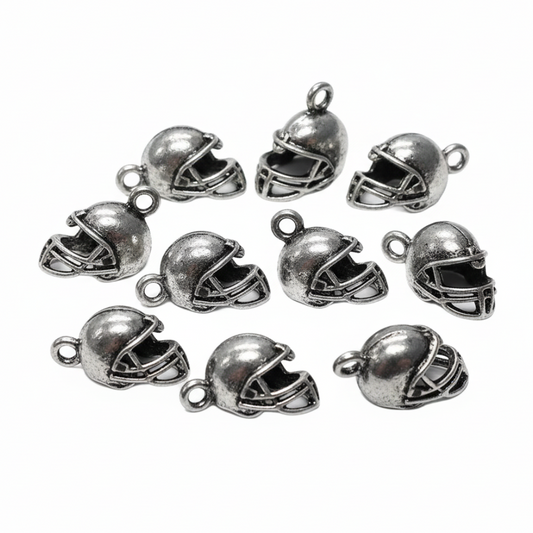 10pc Silver American Football Helmet Charms