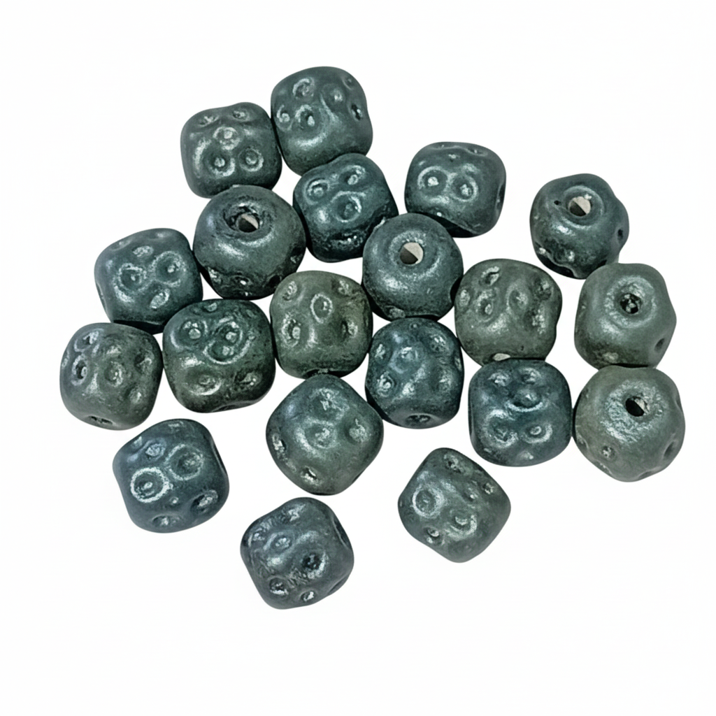 20pc Blue Metallic Baroque Glass Beads