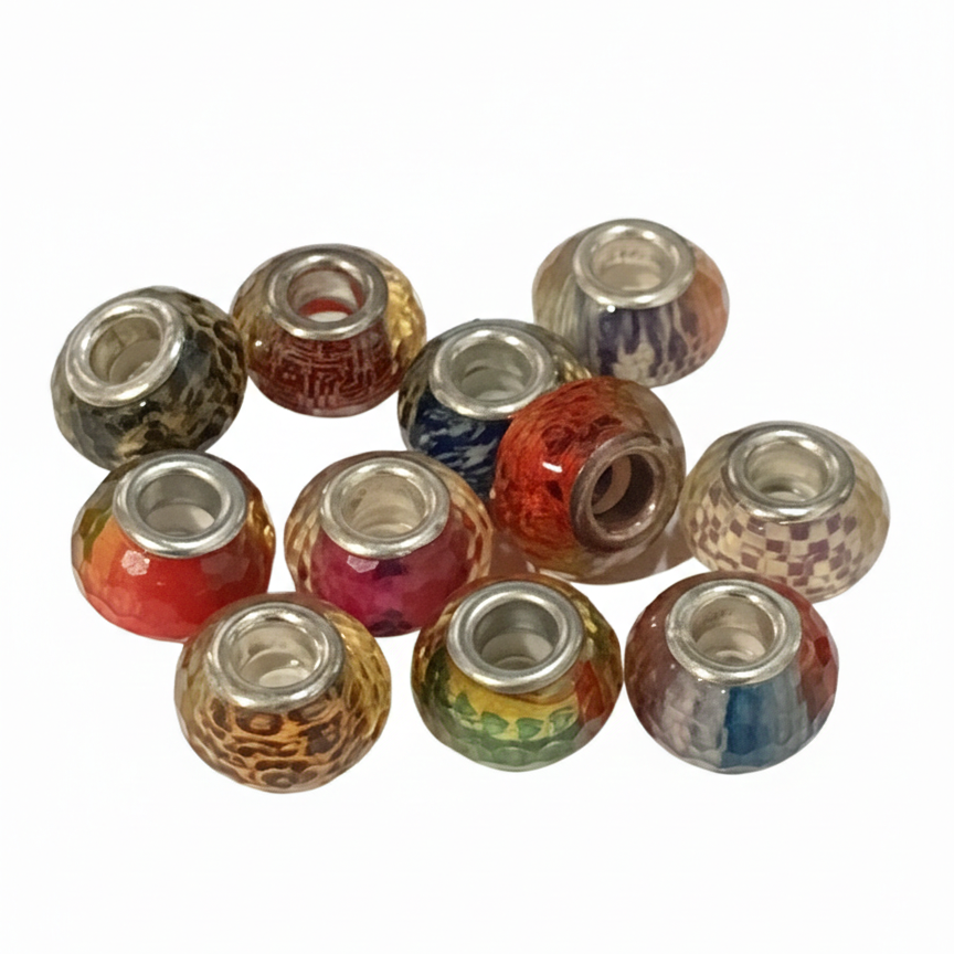 10pc Mixed Faceted European Bead Pack