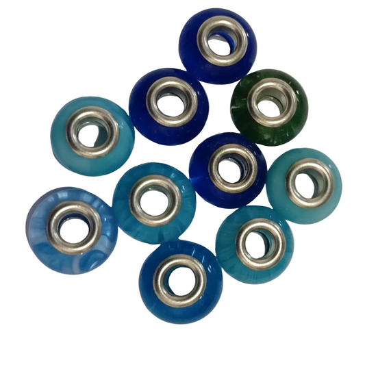 10pc Mixed Blue European Bead Pack