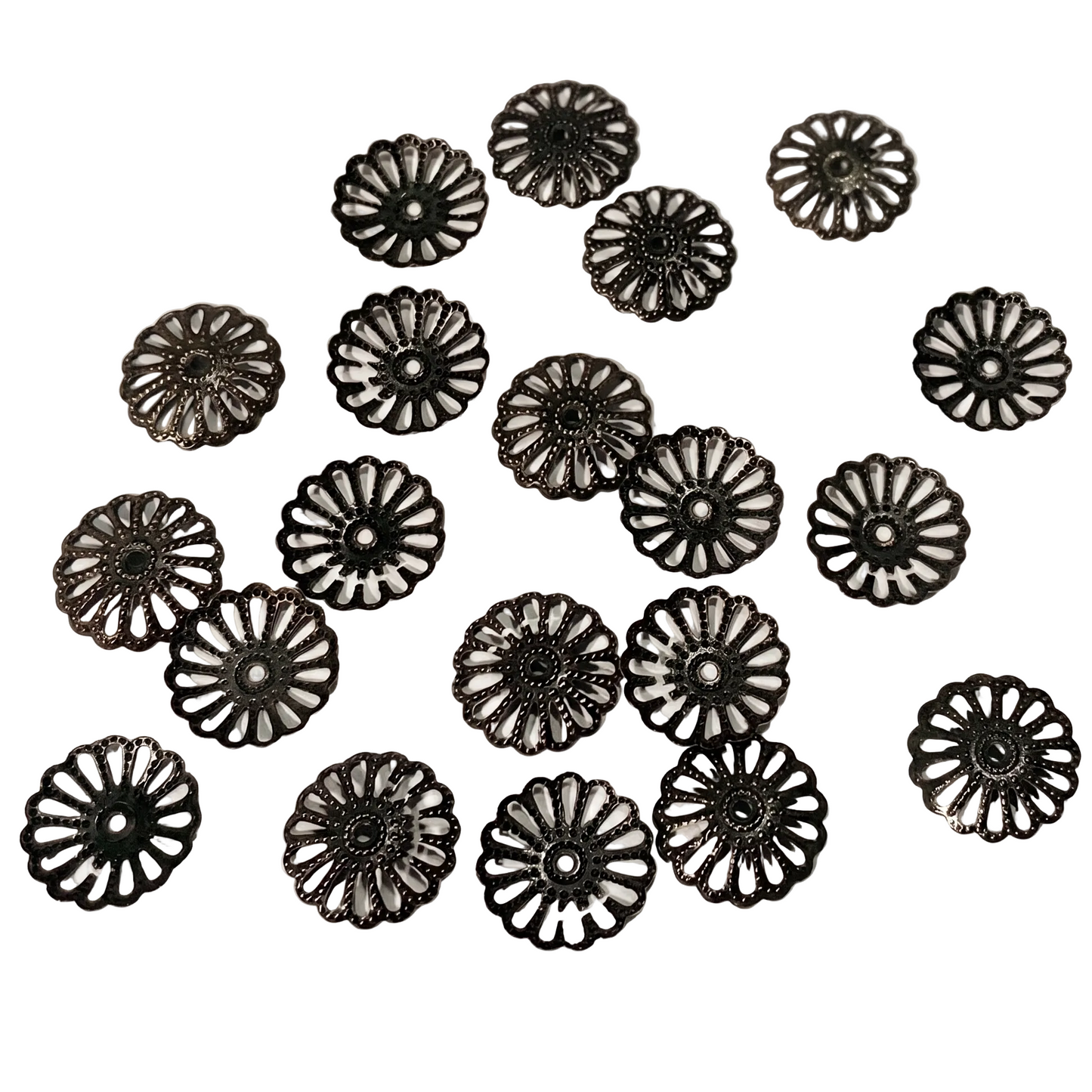20pc 15mm Gunmetal Black Bead Caps