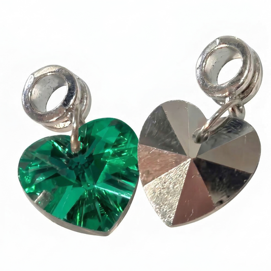 1pc Emerald Green AB Heart European Charm Bead