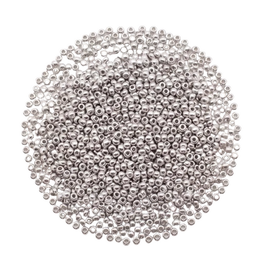 15g 2mm Silver Glass Seed Beads