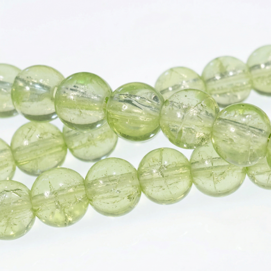 8mm Green Crackle Round Glass Beads