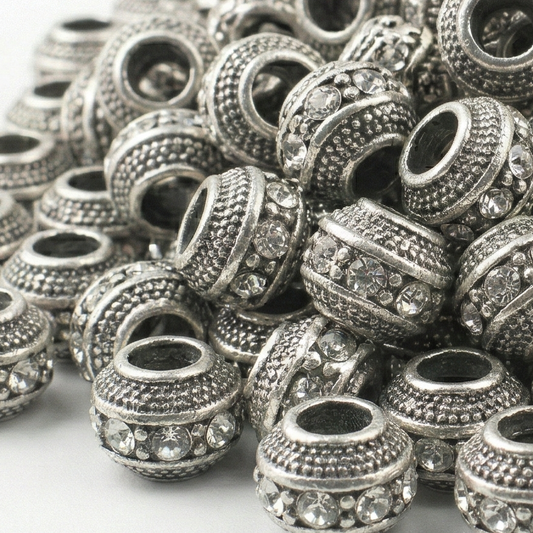 1pc Clear European Rhinestone Barrel Bead