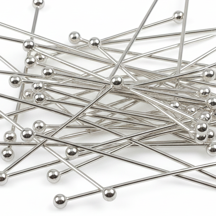 50pc 4cm Platinum Silver Ball Head Pins