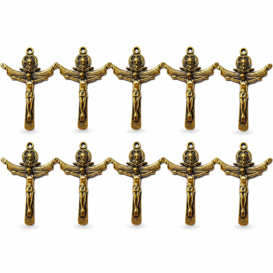 10pc Dark Gold God & Jesus Cross Pendants