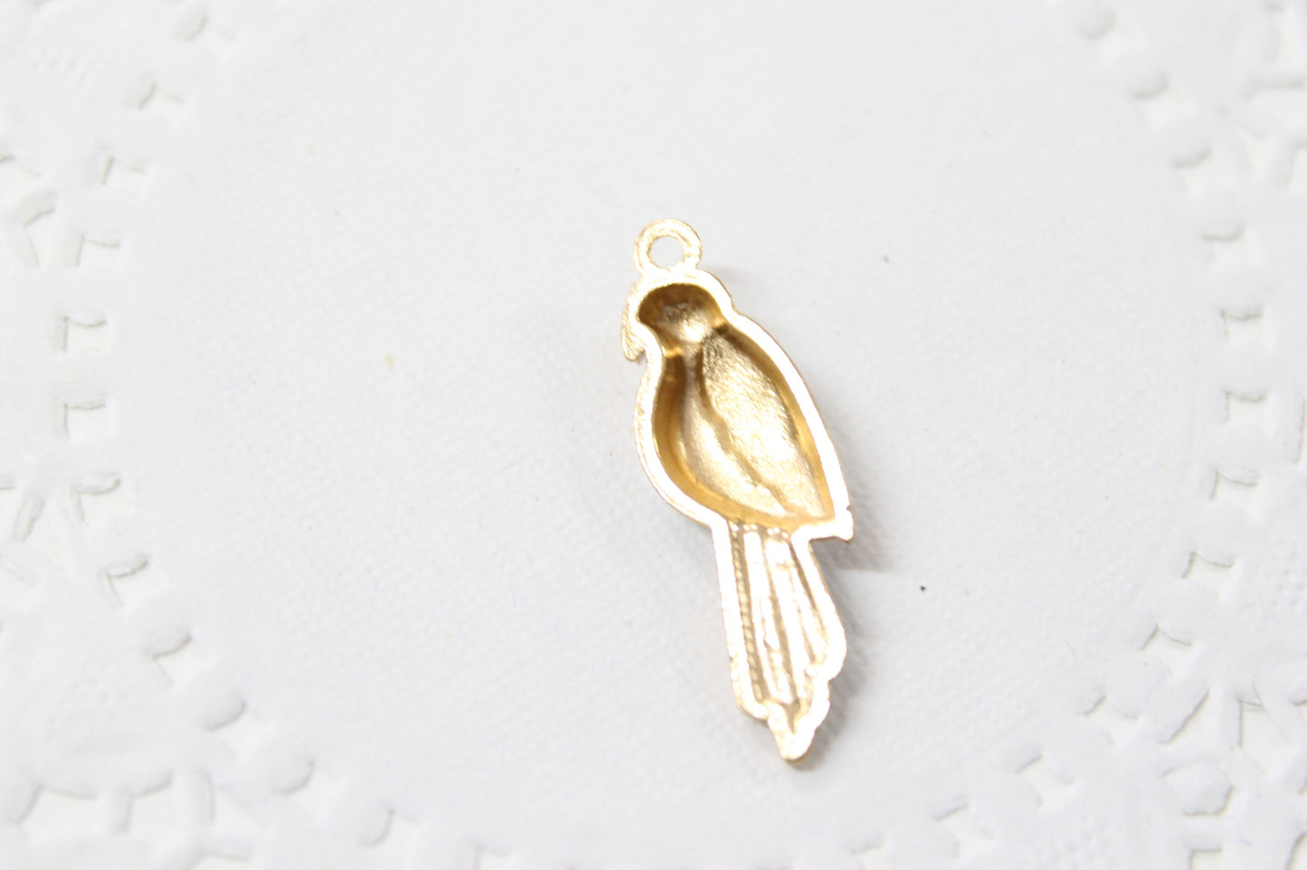 4pc White Enamel Parrot Bird Charms
