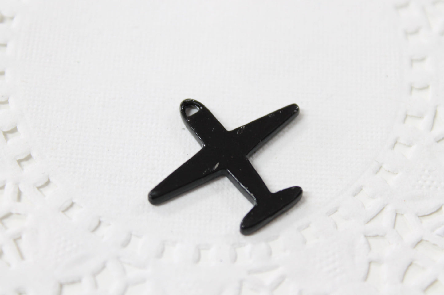 4pc Black Enamel Air Plane Charms